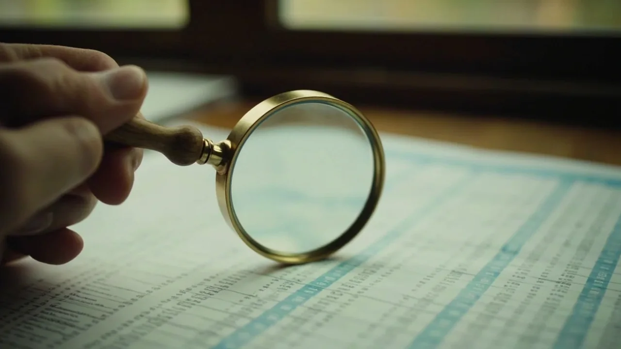 A close-up of a magnifying glass resting on printed FAQ sheets, a quick visual cue for shortlisting questions.